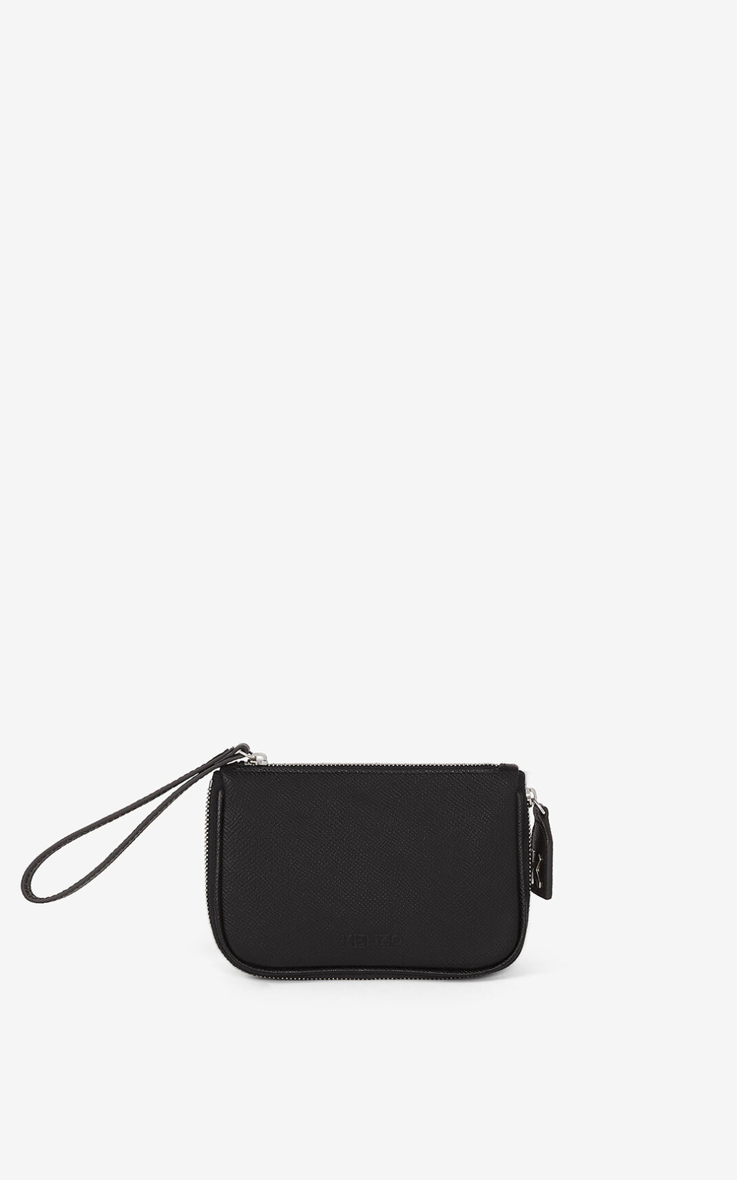 Pochette Kenzo Kompact small grained Cuir Femme Noir | EGQP-48702